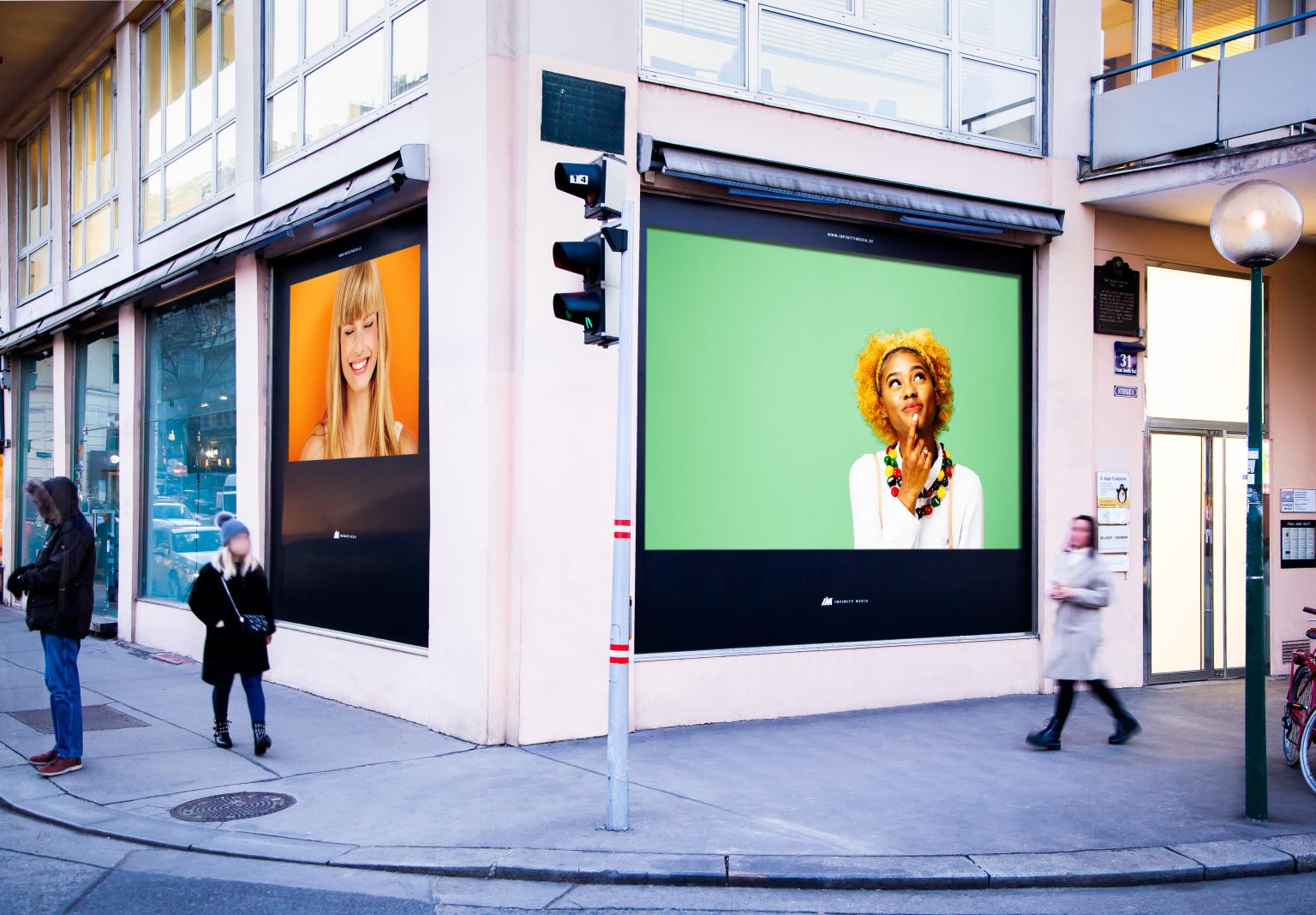 Digital Billboards in a street of Vienna.